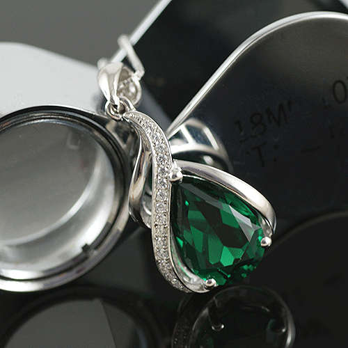 PENDANT~Stunning Lab Emerald Pendant set in .925 Sterling Silver