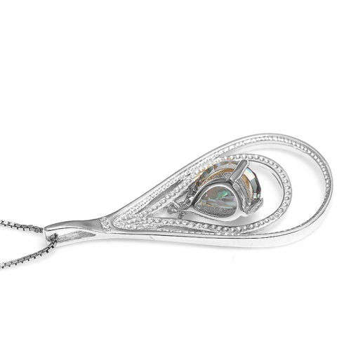 PENDANT~1.5ct Genuine Mystic Rainbow Topaz Pendant Solid 925 Sterling Silver
