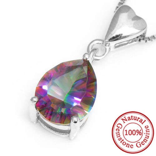 LOVELY 2Ct Mystic Topaz Pendant 925. Sterling Silver
