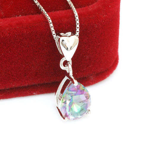 LOVELY 2Ct Mystic Topaz Pendant 925. Sterling Silver