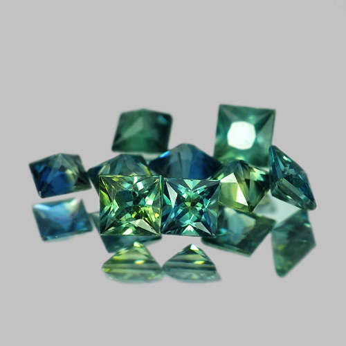 Sapphire Lot~1.31 CT  NATURAL PRINCESS CUT GREEN BLUE SAPPHIRE