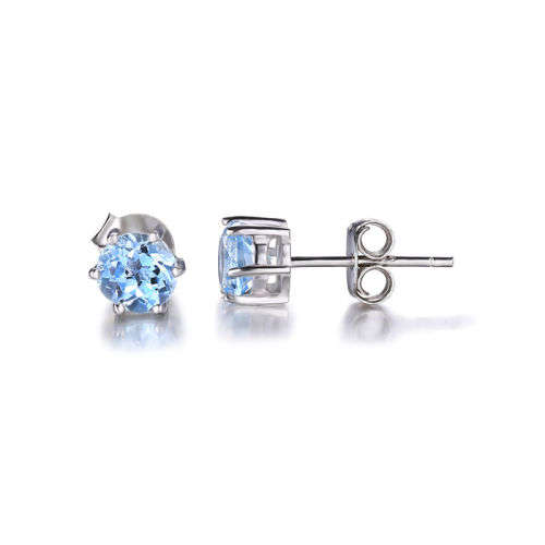 EARRINGS~Natural Round Topaz Earrings Studs Solid .925 Sterling Silver