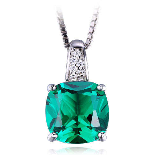 PENDANT~Stunning Lab Emerald Pendant set in .925 Sterling Silver
