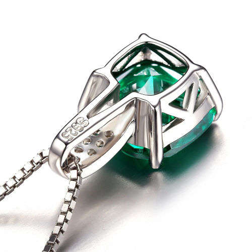 PENDANT~Stunning Lab Emerald Pendant set in .925 Sterling Silver