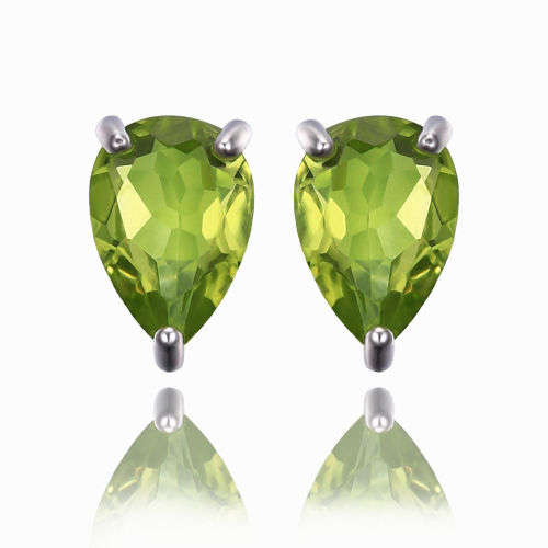 Genuine Peridot Pear Set: Pendant, Necklace, Earrings, Ring .925 Silver 4-6ct
