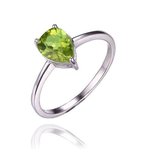 Genuine Peridot Pear Set: Pendant, Necklace, Earrings, Ring .925 Silver 4-6ct