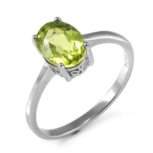 RING~Genuine 1.4ct Peridot Oval Ring .925 Silver