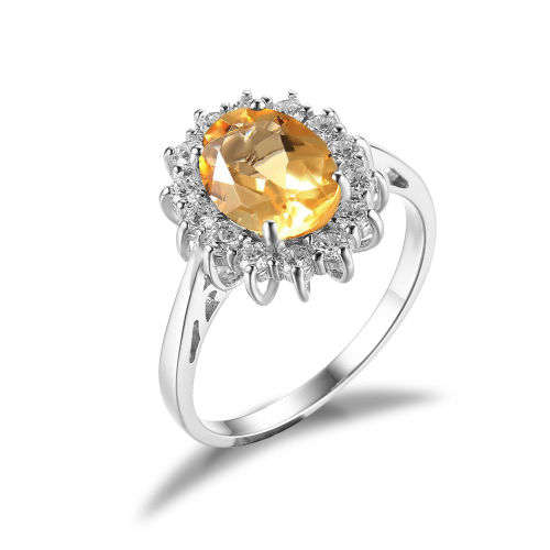 RING~GENUINE Citrine  Ring- setting .925silver~Size 8