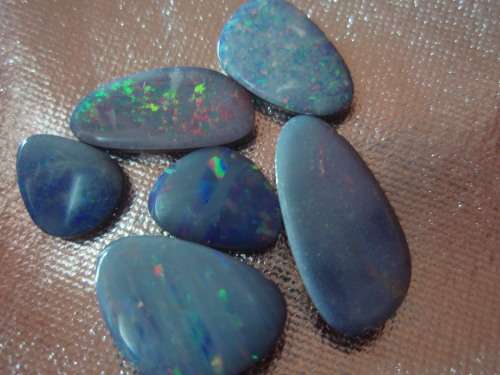 OPAL LOT~8.9tcw Multi Color Flashing On Blue, Doublet Opal Loose Gemstones Lot