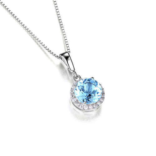 PENDANT~2.6Tct Natural Sky Blue Topaz Pendant 925 Sterling Silver