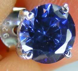Earrings- Tanzanite Blue Cubic Zirconia Earrings Stud 925 Sterling Silver