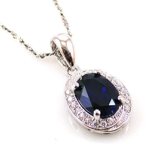 PENDANT~1.5ct lab created Sapphire Pendant 925 Sterling Silver