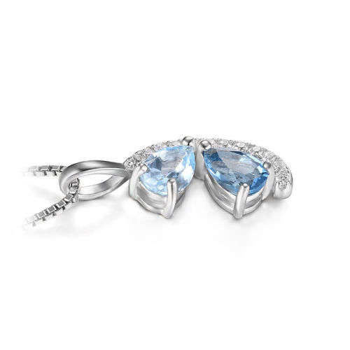 PENDANT~1ct Natural Sky Blue & London Blue Topaz Pendant .925 Silver