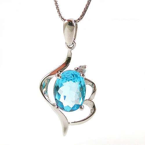 .925 Sterling Silver 2.2ct Genuine Swiss Blue Topaz Pendant