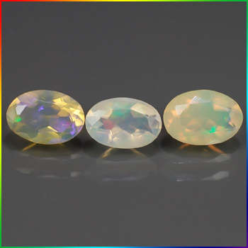Natural Gem 0.94ct 3pcs Lot Oval Rainbow "Play Of Colour" Crystal OPAL, ETHIOPIA