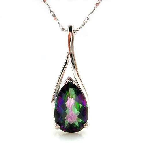 3.2ct Beautiful Design Genuine Rainbow Topaz Pendant 925 Sterling Silver