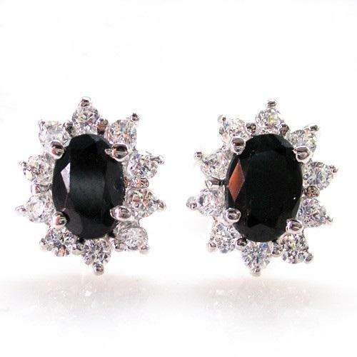 NATURAL Sapphire Earrings Studs .925 Silver