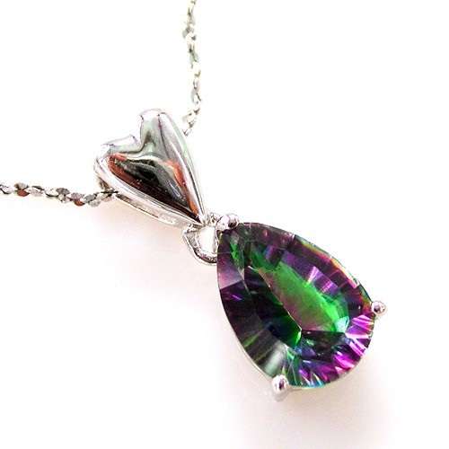 LOVELY 2Ct Mystic Topaz Pendant 925. Sterling Silver