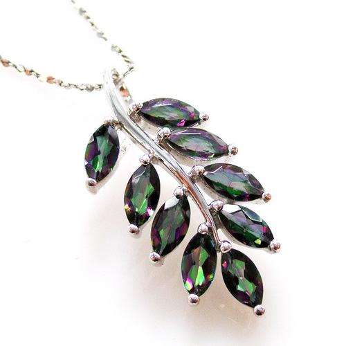 Genuine MysticTopaz Pendant ~ Beautiful Leaf design~ set in .925 Sterling Silver
