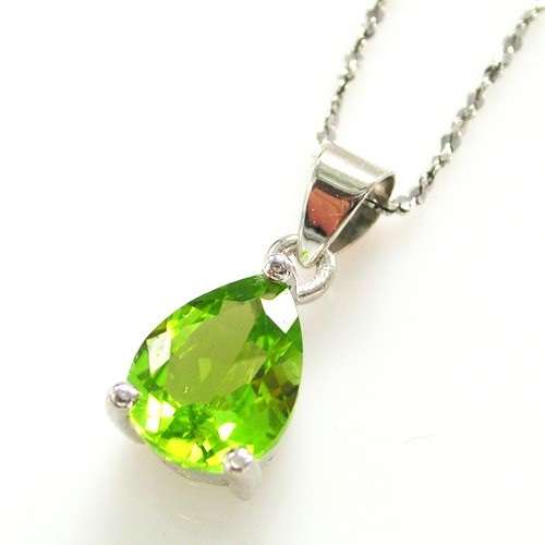 PENDANT - 1.3ct Natural Peridot 8 x 6mm Pendant 925 Silver Pear
