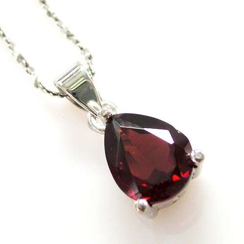 Pendant~ 2ct Natural Garnet 9x7mm Pendant 925 Silver Pear