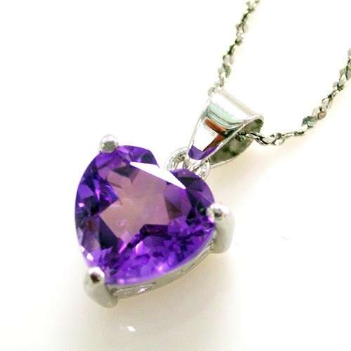 PENDANT -Beautiful 2.5ct Natural Amethyst 8 x 8mm Heart Pendant 925 Silver