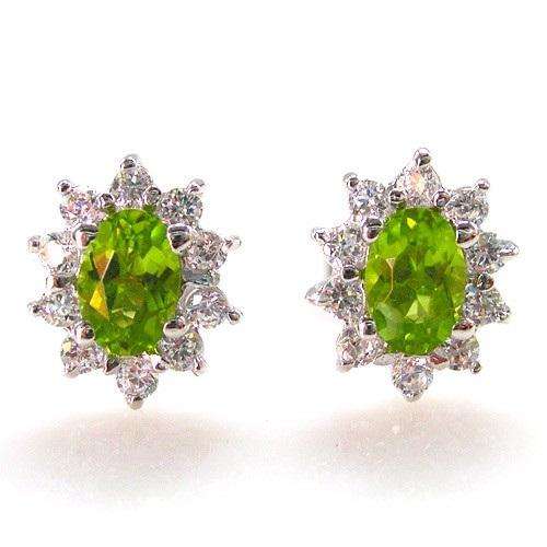 NATURAL Peridot Earrings Studs .925 Silver