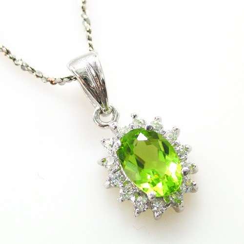 .925 Silver Natural Peridot Pendant