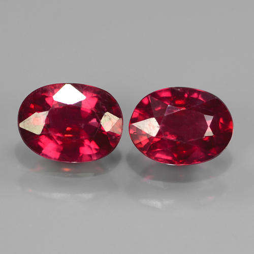 RUBY~PERFECT PAIR 2pcs/2.17ct Oval NATURAL Rich Red RUBY GEM, MADAGASCAR