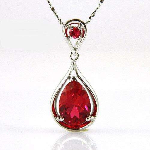 PENDANT~4.5 ct Lab Red Ruby Pendant 925 Sterling Silver