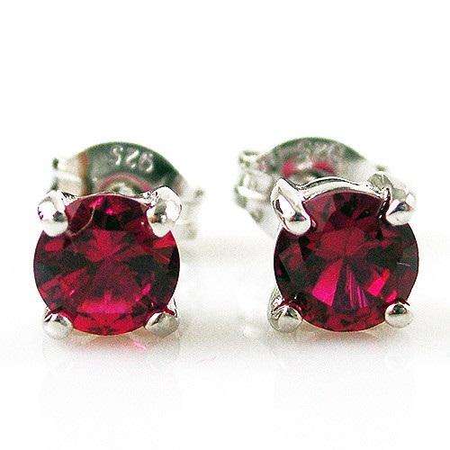 Earrings- Lovely Lab created Ruby Stud Earrings .925 Silver