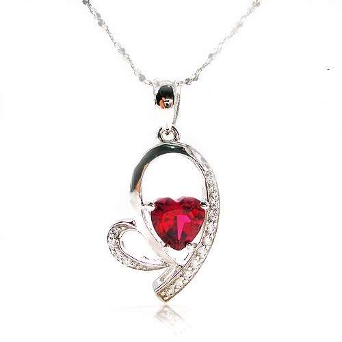 PENDANT~1.2ct Pigeon Blood Red Lab Ruby Pendant .925 Sterling Silver