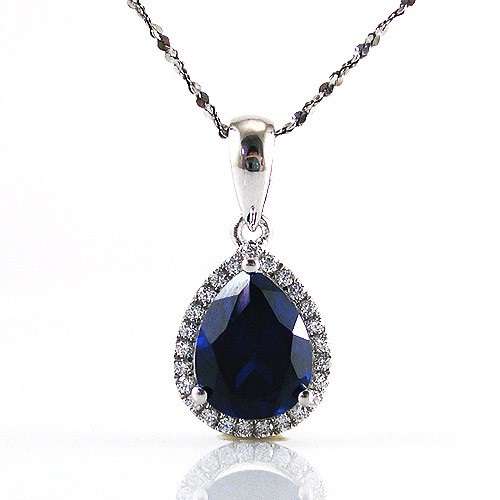 PENDANT~Stunning 2.5ct Lab Created Sapphire Pendant .925 Sterling silver