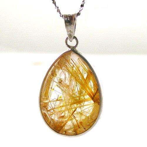 PENDANT~AAA 16ct GOLDEN Rutilated Quartz 925 Silver Pendant