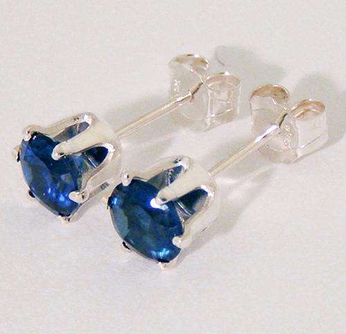 Earrings- Lovely Lab created 5mm Blue Sapphire Studs .925 Silver