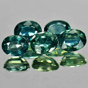 Sapphire Lot~2.07 Ct. 5 Pcs. Natural Greenish Blue Sapphire Oval Cut Madagascar