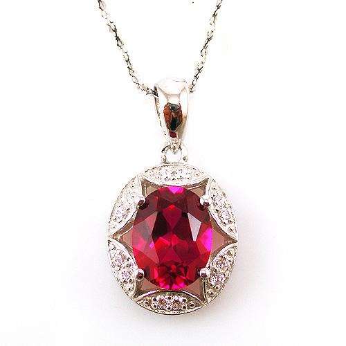 PENDANT~Stunning 3ct Lab Created Ruby Pendant .925 Sterling silver