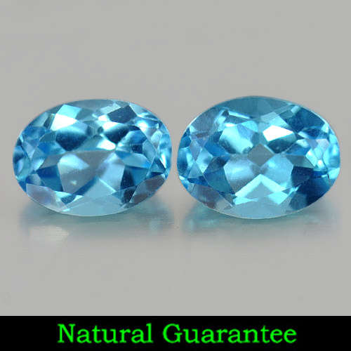 TOPAZ~3.11 Ct. 2 Pcs. Oval Shape Natural Swiss Blue Topaz