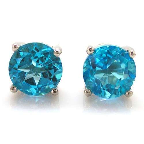 EARRINGS~6mm Natural Blue Topaz Earrings