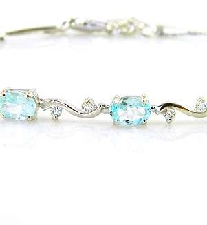 STUNNING 2.8ct Genuine light Sky blue Topaz Bracelet 925 Sterling Silver