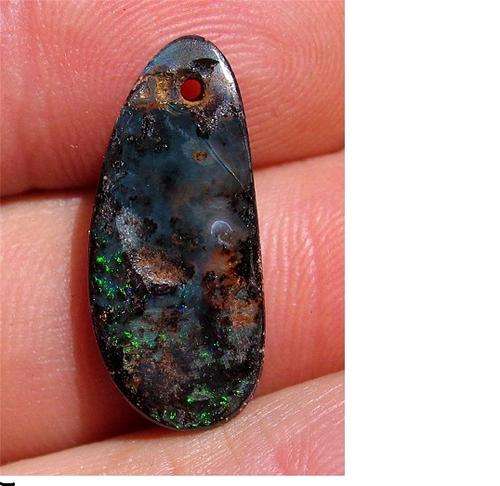 OPAL~Solid, cut and polished Queensland boulder opal- Drilled