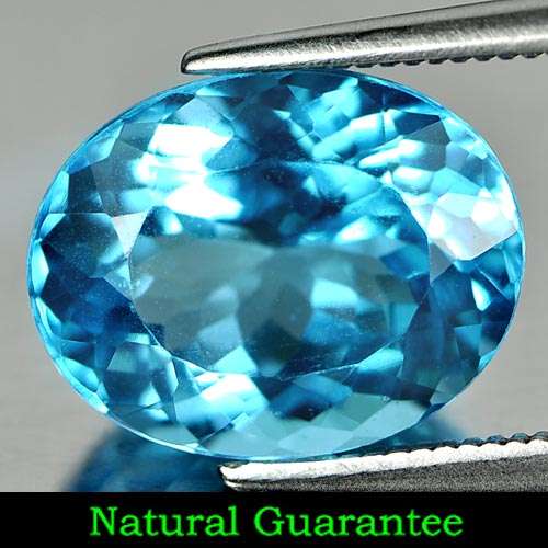 TOPAZ~  6.03 Ct. Oval Shape Natural Gemstone Swiss Blue Topaz From Brazil