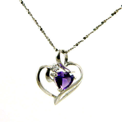 Amethyst  Pendant - Beautiful Amethyst Heart set in .925 Silver