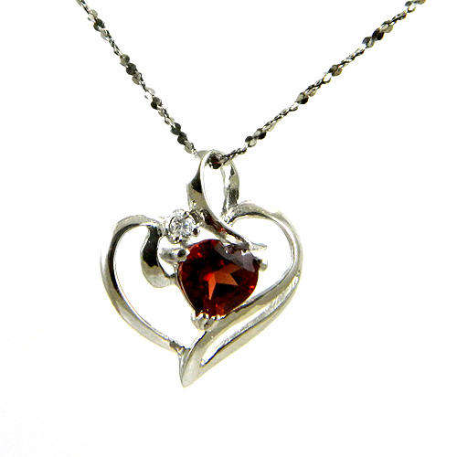 Garnet  Pendant - Beautiful Garnet Heart set in .925 Silver