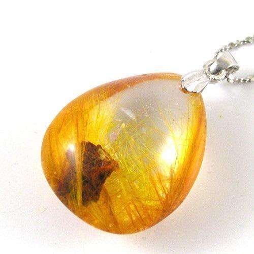 PENDANT~UNIQUE BIG RED Mineral Inclusion 25ct Rutilated Quartz Pendant Bead