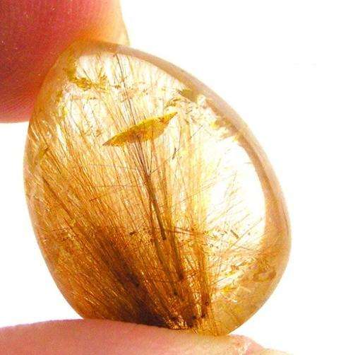 RUTILATED QUARTZ~CUTE 16ct Golden Rutilated Quartz Cabochon Gemstone