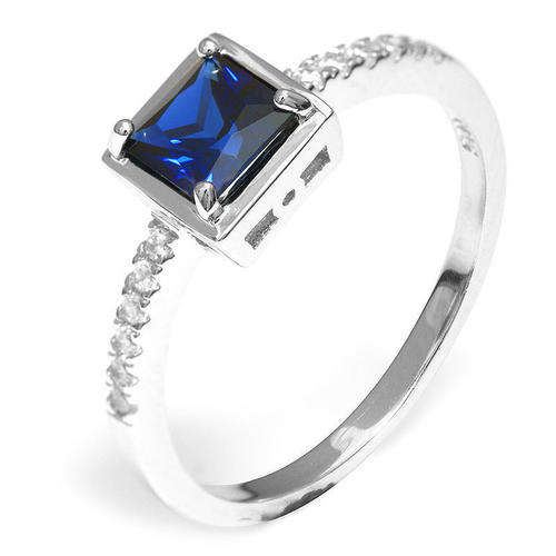 RING~Lab Created Sapphire ~ setting .925silver ~ Size 8