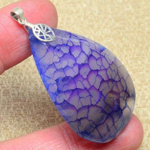 PURPLE/BLUE DRAGON VEINS AGATE PENDANT