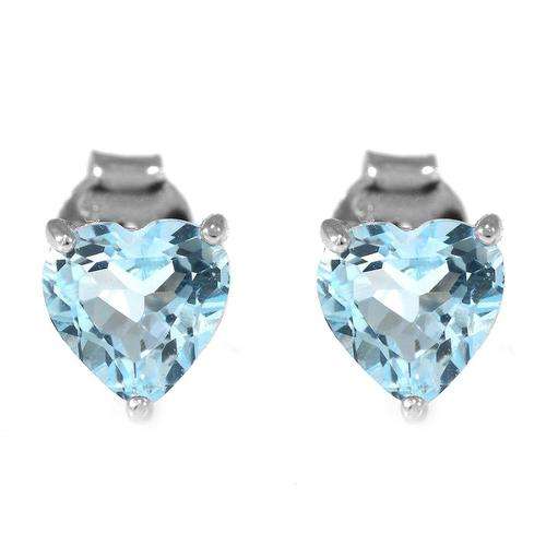 TOPAZ EARRINGS ~ Genuine Topaz Heart Earrings Studs 925 Sterling Silver