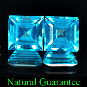 Beautiful Blue Suare Cut Topaz Pair  1.79 TCts